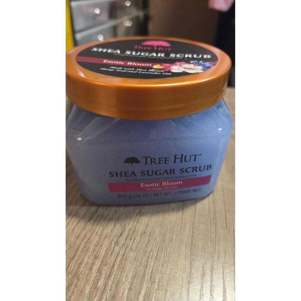 Tree Hut Shea Sugar Scrub Exotic Bloom 18oz Body Exfoliator with Hemp Seed Oil